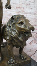 Bronze Gladiator with Lion - Roman Warrior on Base