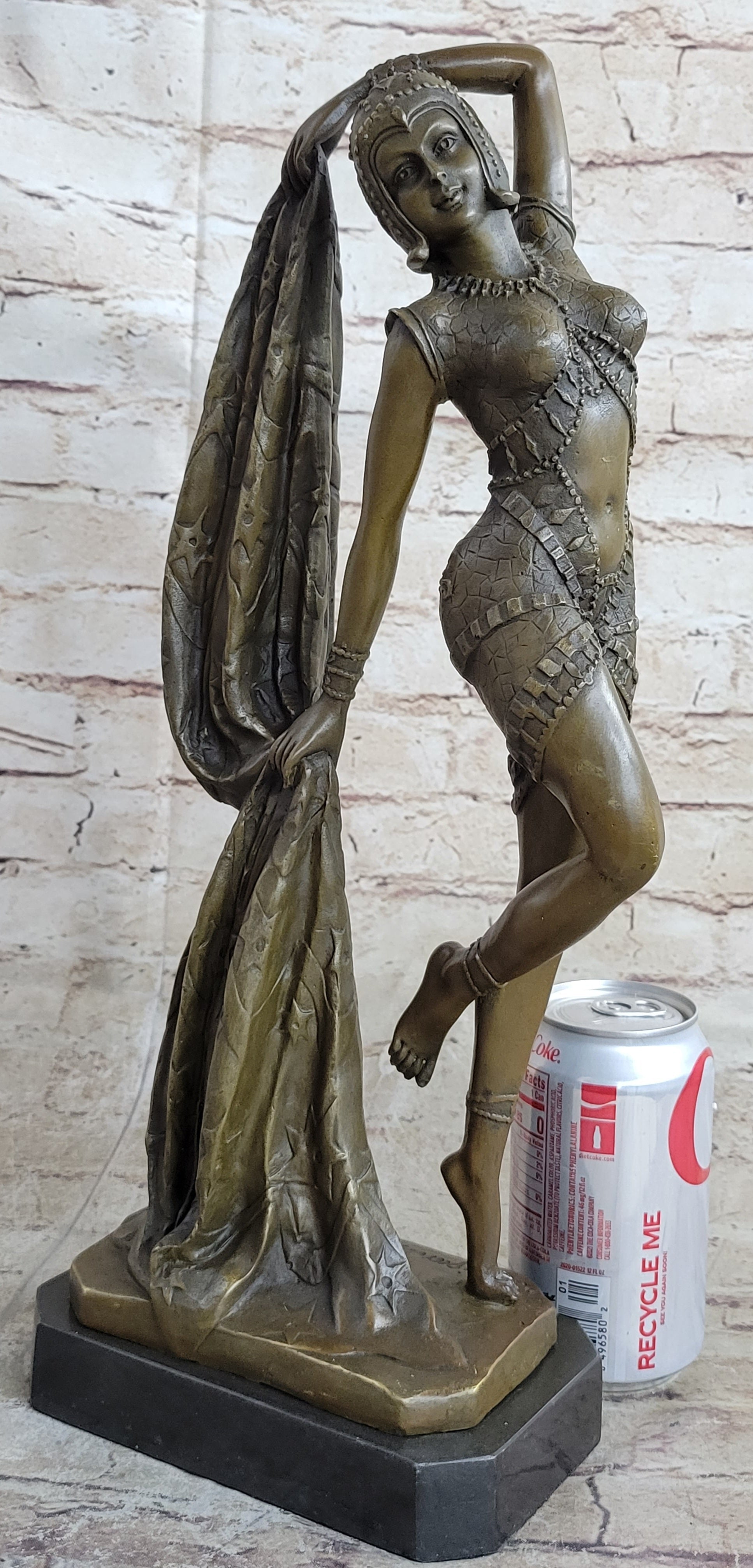 Bronze Marble Dancer Vintage Theatre Signed Chiparus Sculpture