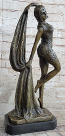 Bronze Marble Dancer Vintage Theatre Signed Chiparus Sculpture
