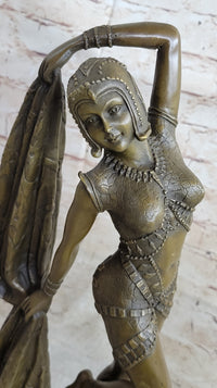 Bronze Marble Dancer Vintage Theatre Signed Chiparus Sculpture