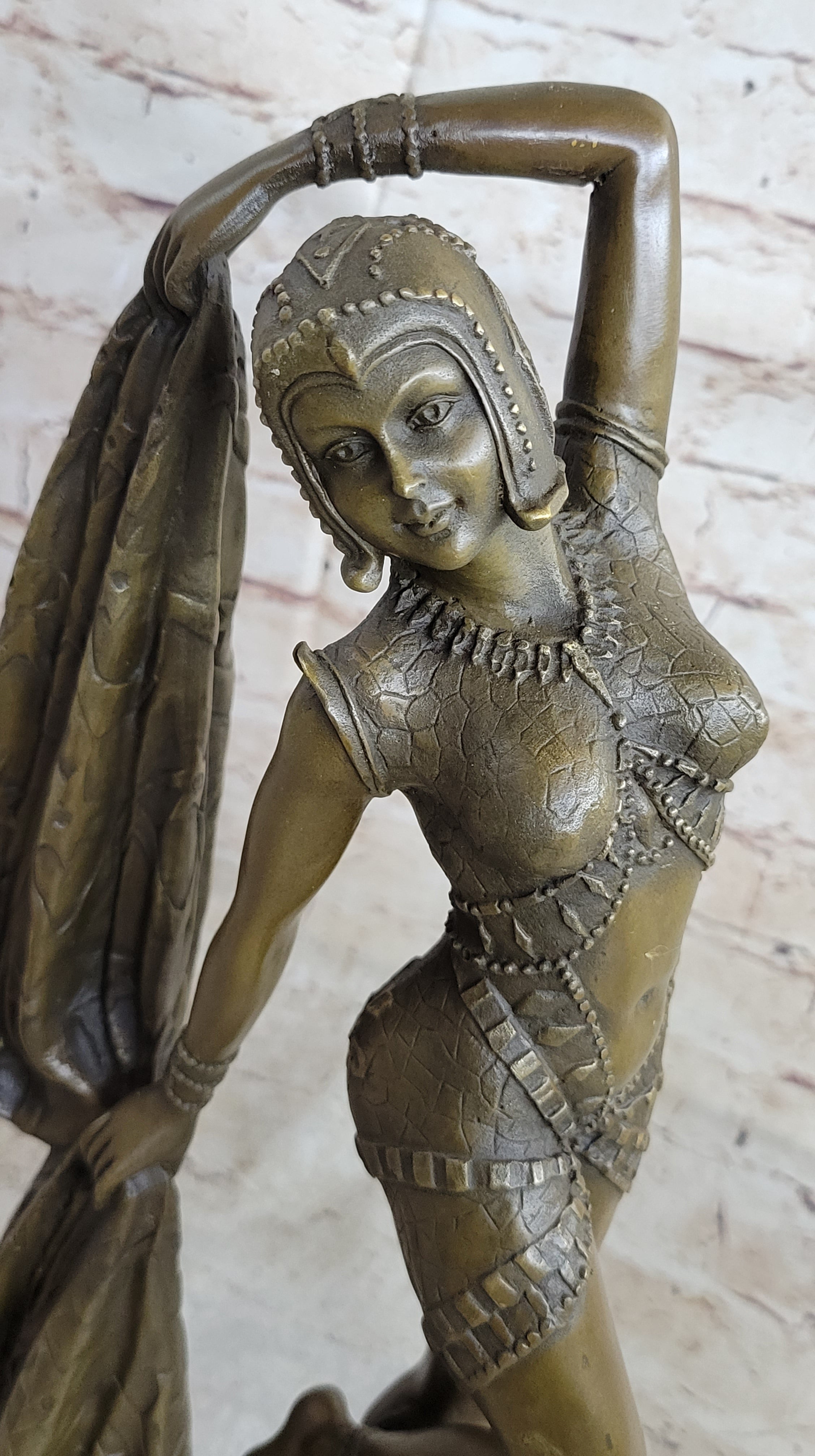 Bronze Marble Dancer Vintage Theatre Signed Chiparus Sculpture