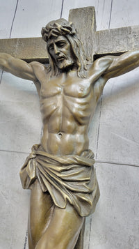Bronze Wall Mounted Crucifix Jesus Christ 25" x 21"