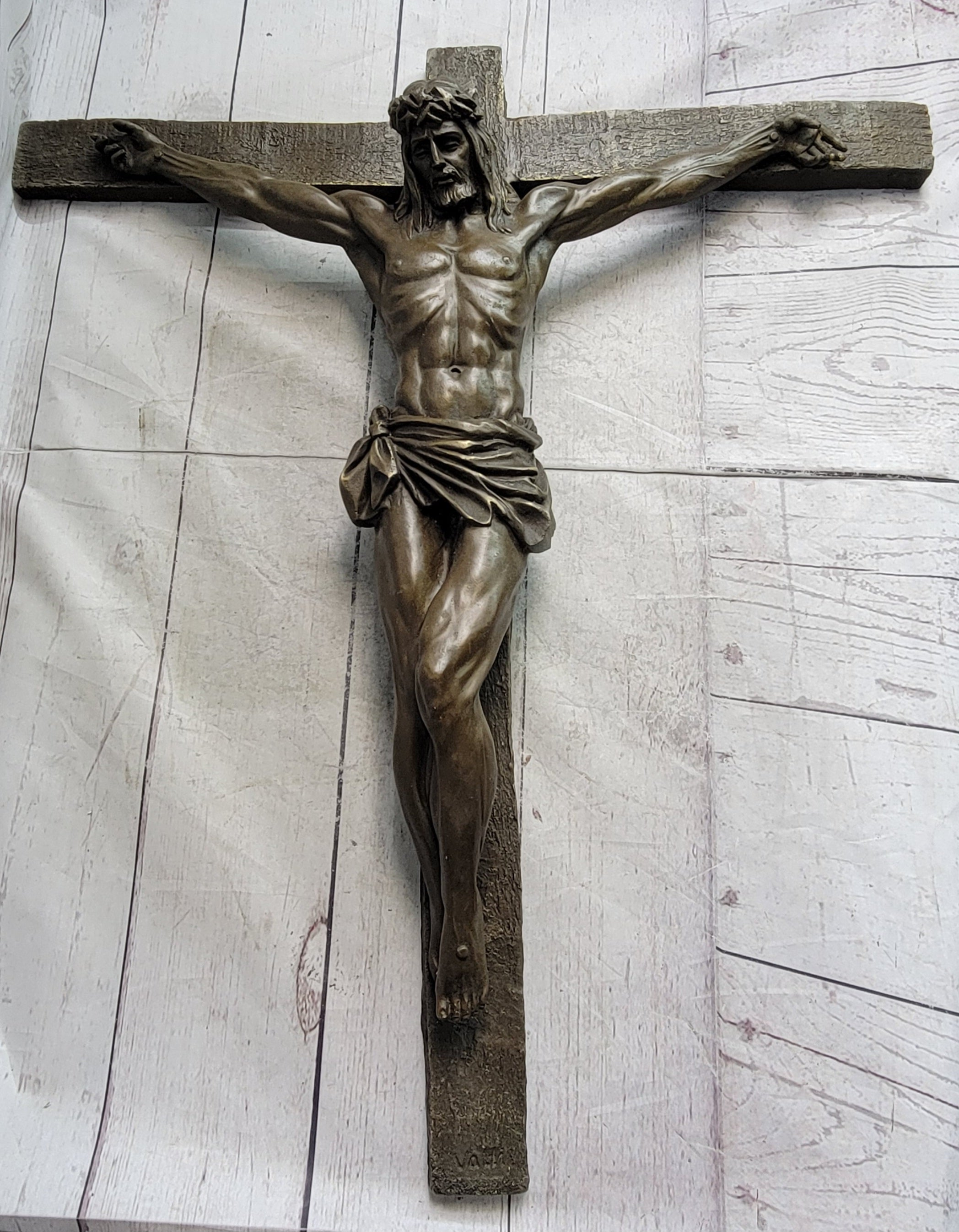 Bronze Wall Mounted Crucifix Jesus Christ 25" x 21"