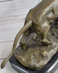 Signed Barye Male Lion With Cubs Bronze Sculpture