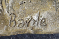 Signed Barye Male Lion With Cubs Bronze Sculpture