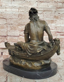 VINTAGE SIGNED DUCHOISELLEI INDIAN WARRIOR BRONZE SCULPTURE STATUE FIGURINE ART