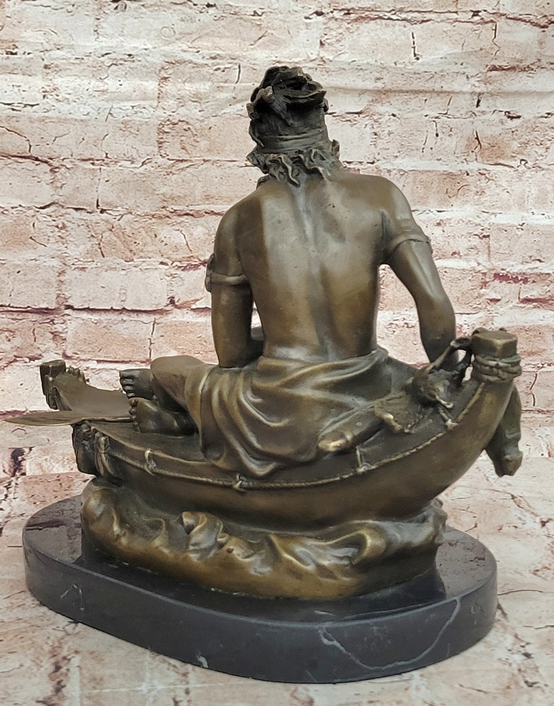 VINTAGE SIGNED DUCHOISELLEI INDIAN WARRIOR BRONZE SCULPTURE STATUE FIGURINE ART