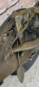 VINTAGE SIGNED DUCHOISELLEI INDIAN WARRIOR BRONZE SCULPTURE STATUE FIGURINE ART
