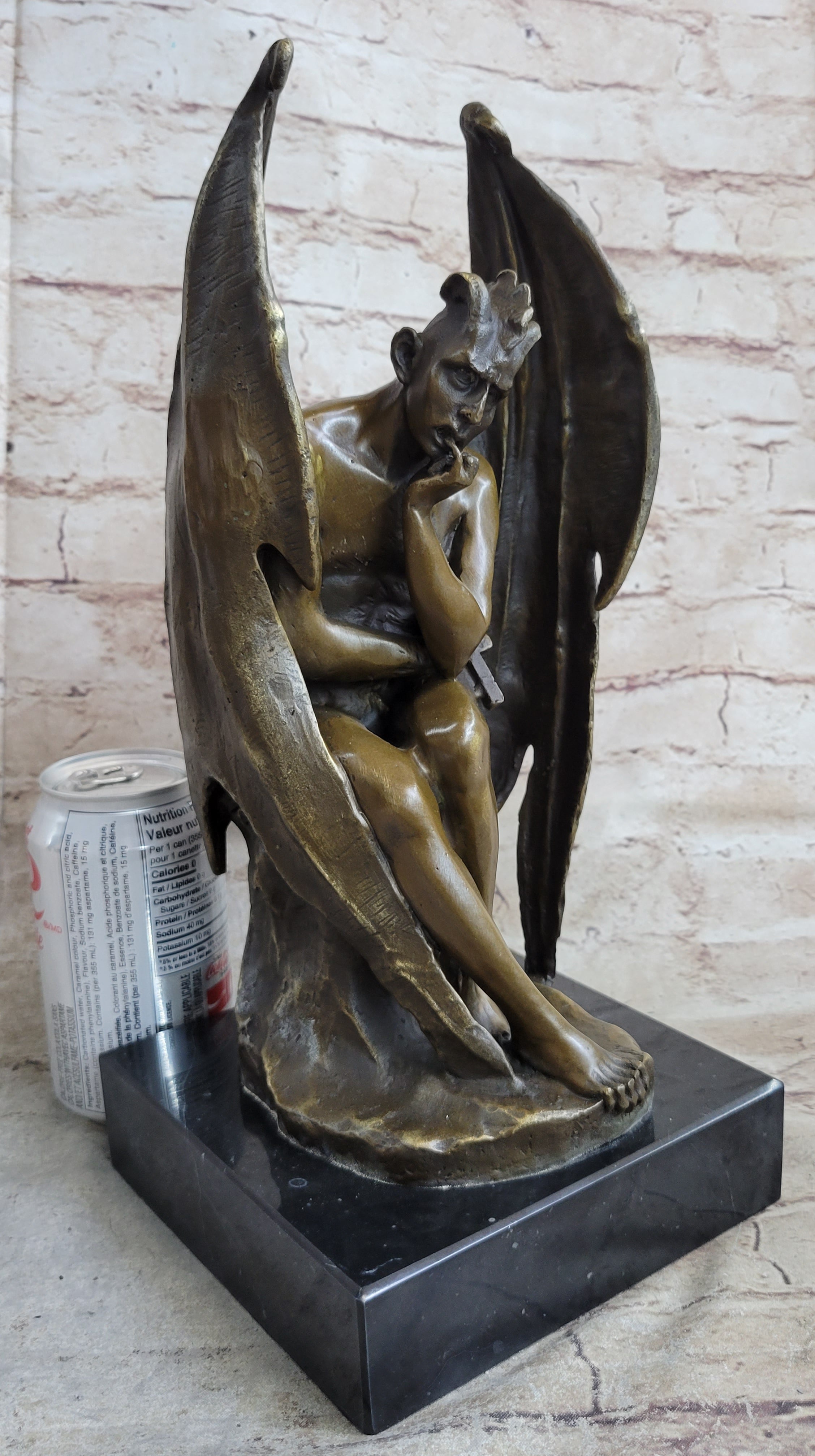 Bronze Marble Lucifer Demon Fallen Angel Satan Cross