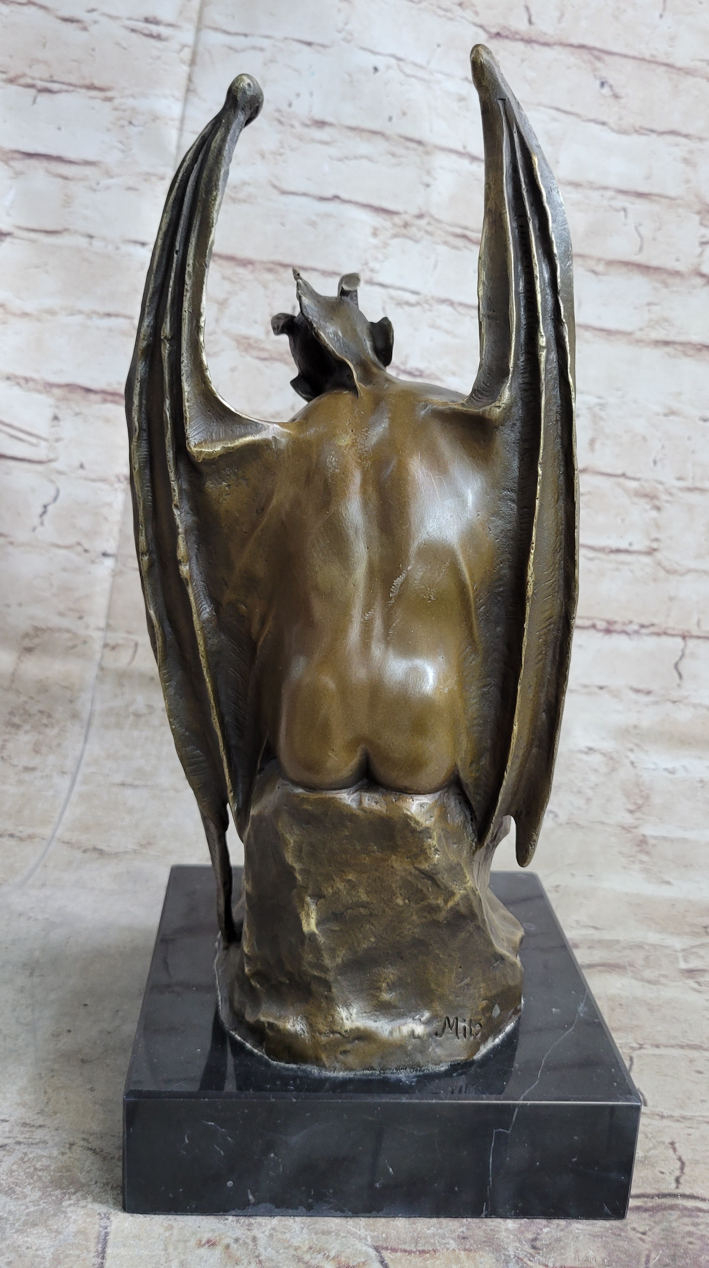 Bronze Marble Lucifer Demon Fallen Angel Satan Cross