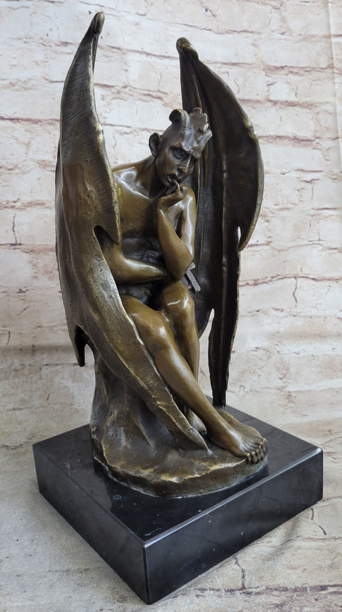 Bronze Marble Lucifer Demon Fallen Angel Satan Cross