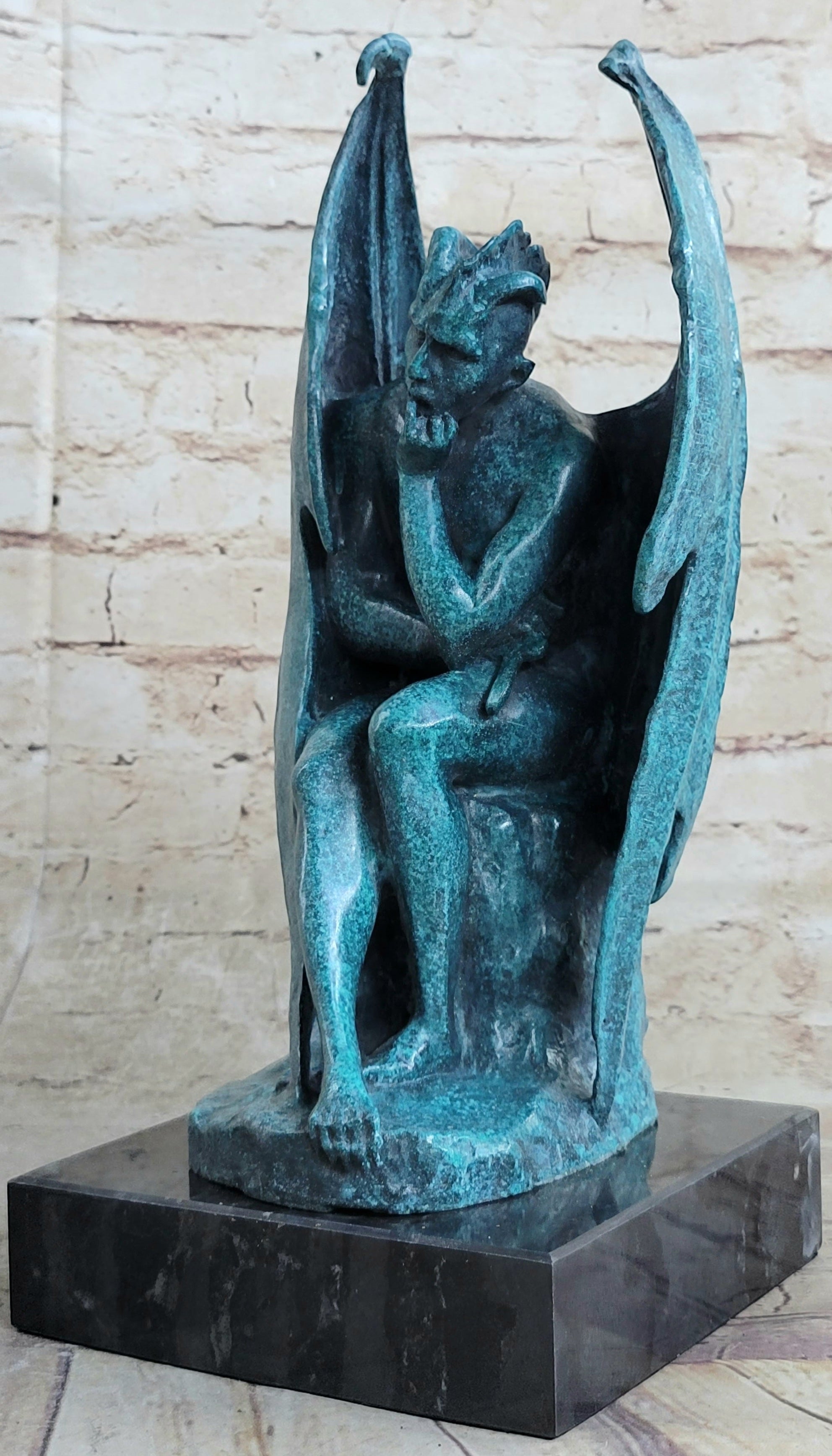 Patina Devil Satyr Diablo Dark Angel Bronze Sculpture by Milo