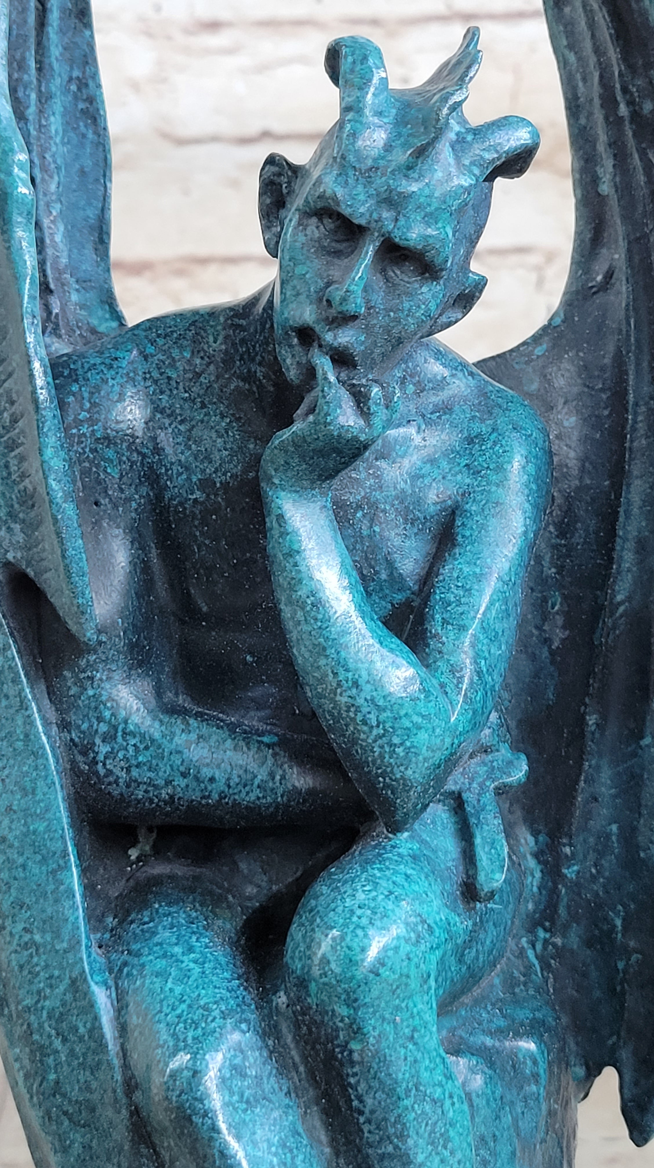 Patina Devil Satyr Diablo Dark Angel Bronze Sculpture by Milo