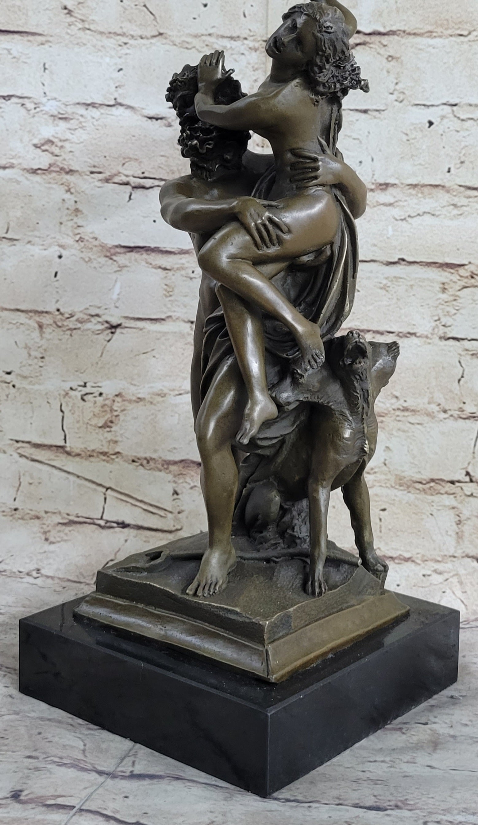 Bronze Sculpture Hades Abduction of Persephone Grab Nude Marble Figure