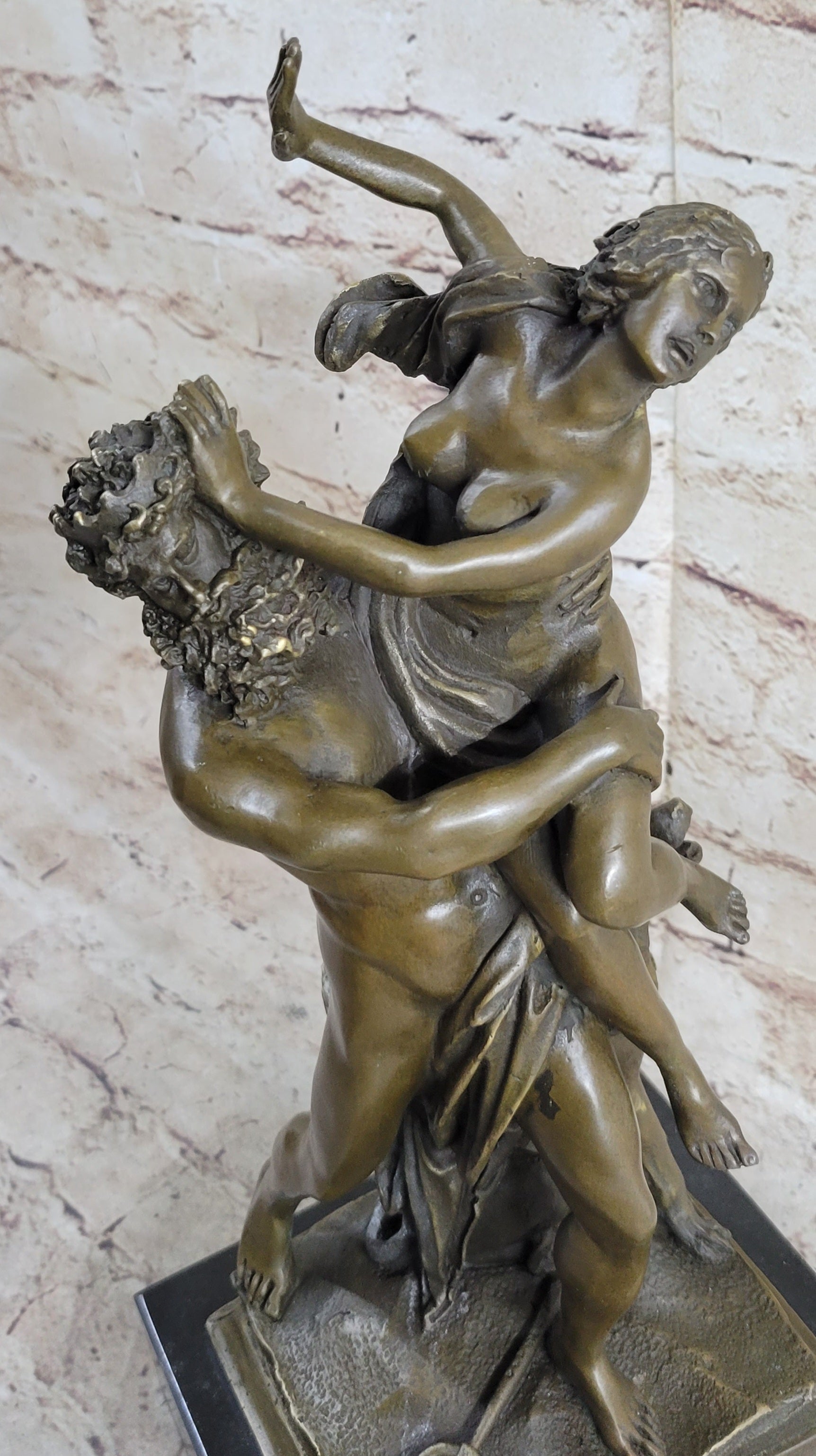 Bronze Sculpture Hades Abduction of Persephone Grab Nude Marble Figure