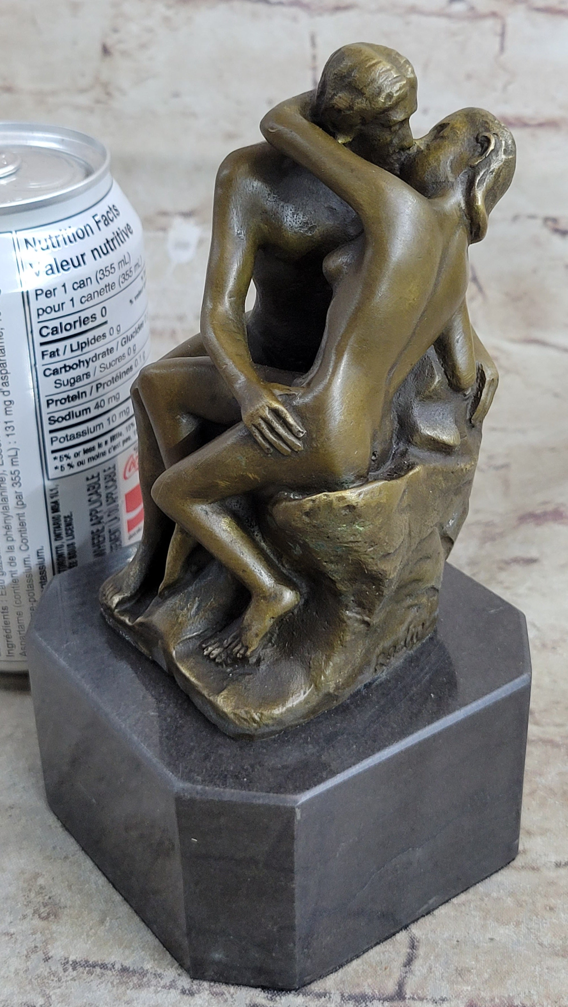Signed The Kiss by Rodin Bronze Art Deco Figure