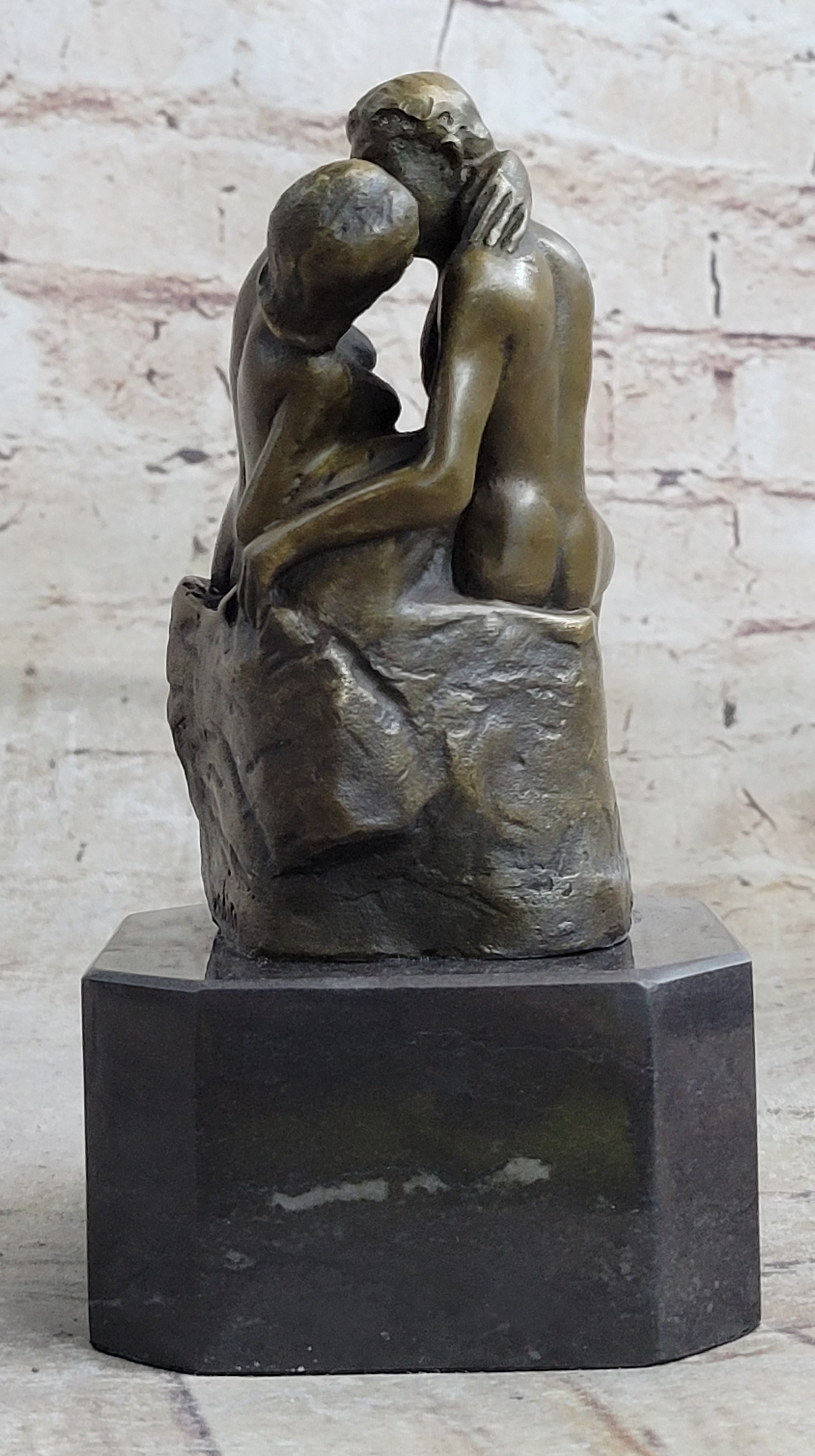 Signed The Kiss by Rodin Bronze Art Deco Figure