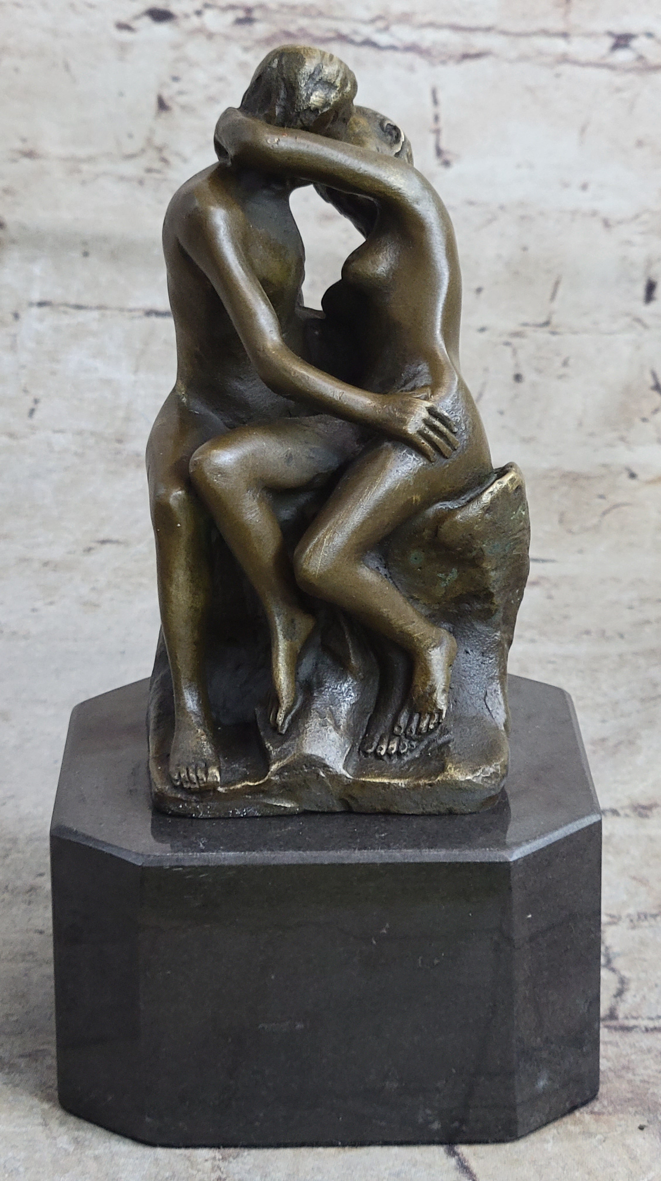 Signed The Kiss by Rodin Bronze Art Deco Figure
