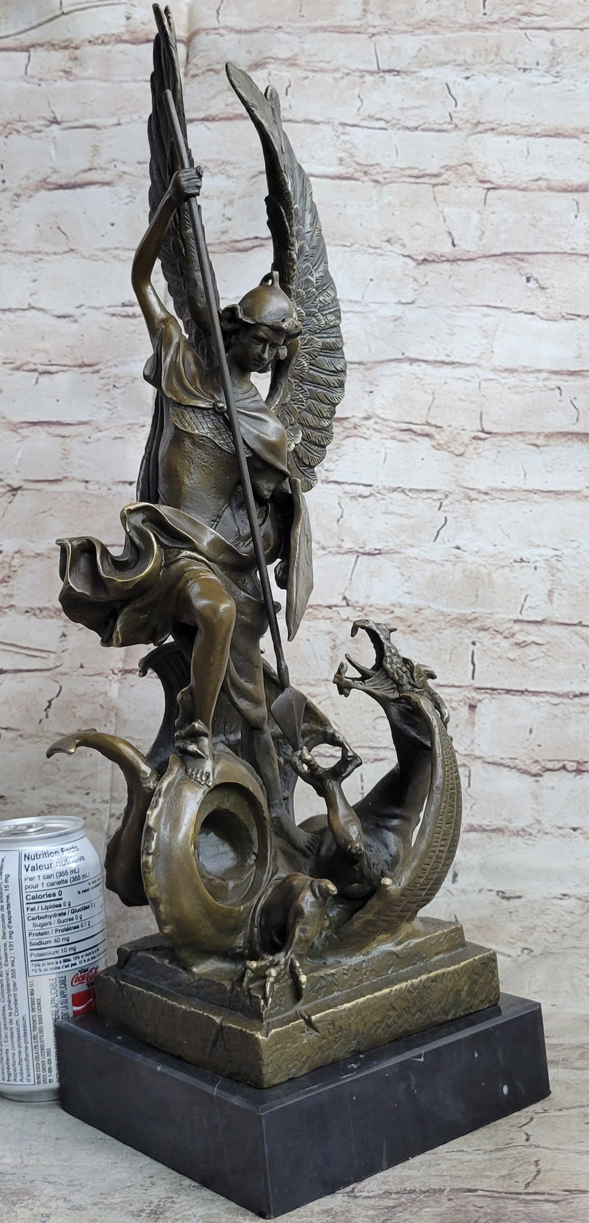 Signed Saint George Killing Dragon Bronze Sculpture