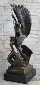 Signed Saint George Killing Dragon Bronze Sculpture