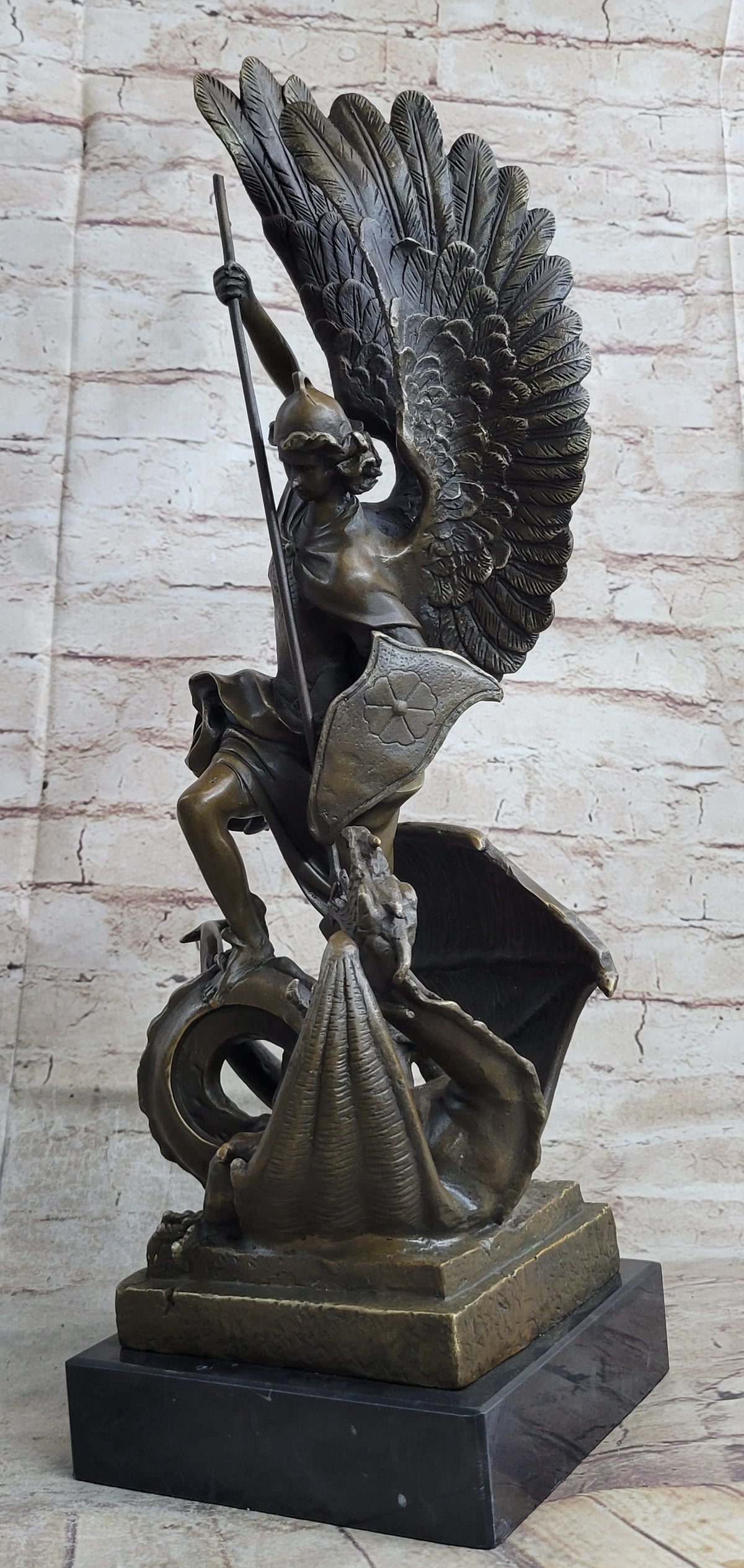 Signed Saint George Killing Dragon Bronze Sculpture