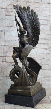 Signed Saint George Killing Dragon Bronze Sculpture