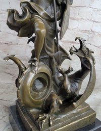 Signed Saint George Killing Dragon Bronze Sculpture