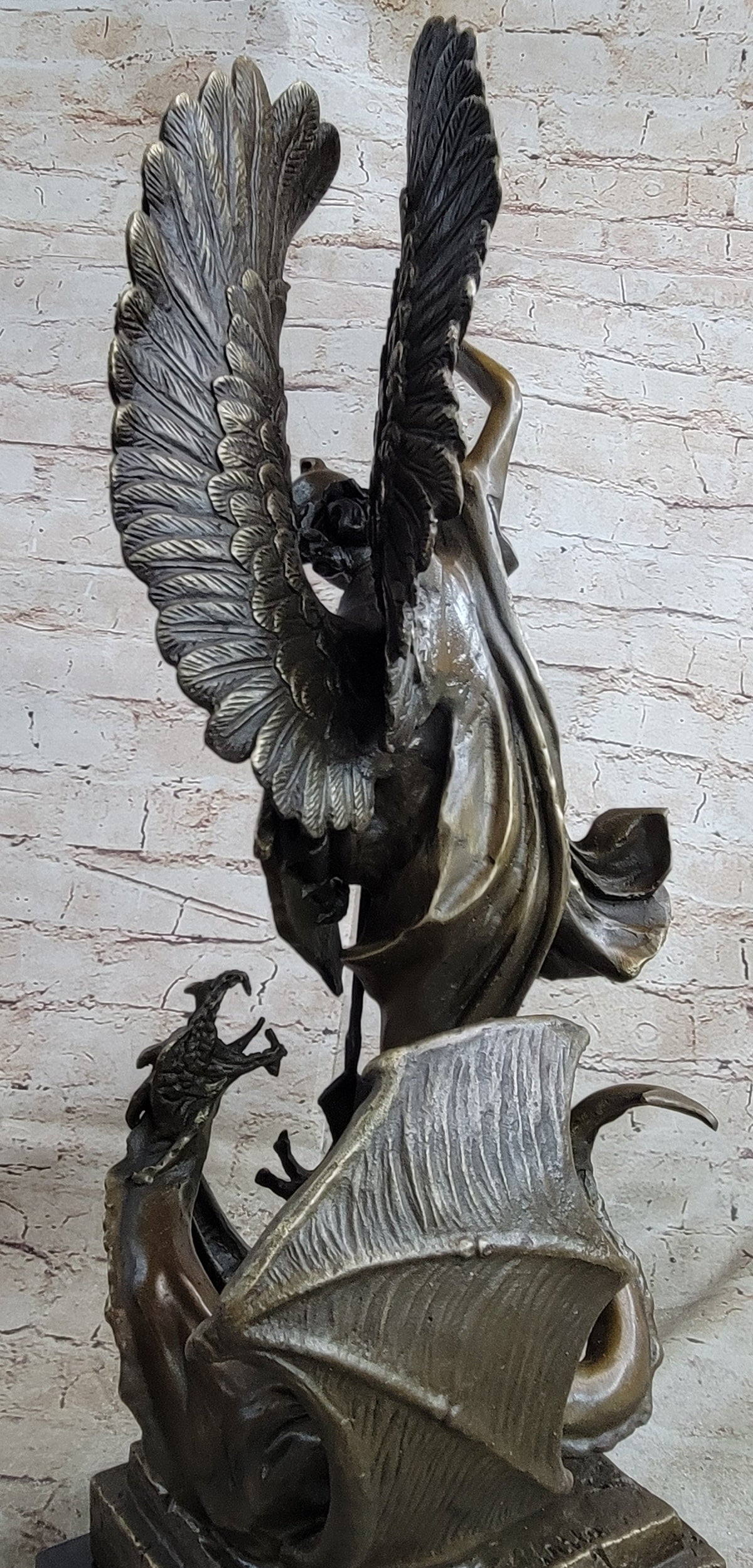Signed Saint George Killing Dragon Bronze Sculpture