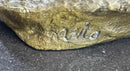 Signed Large Leopard Jaguar Bronze Sculpture Marble Art