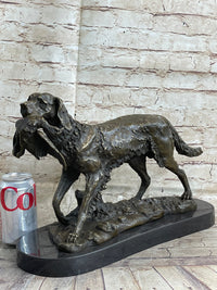 Labrador Retriever with Bird Duck in Mouth Bronze Sculpture