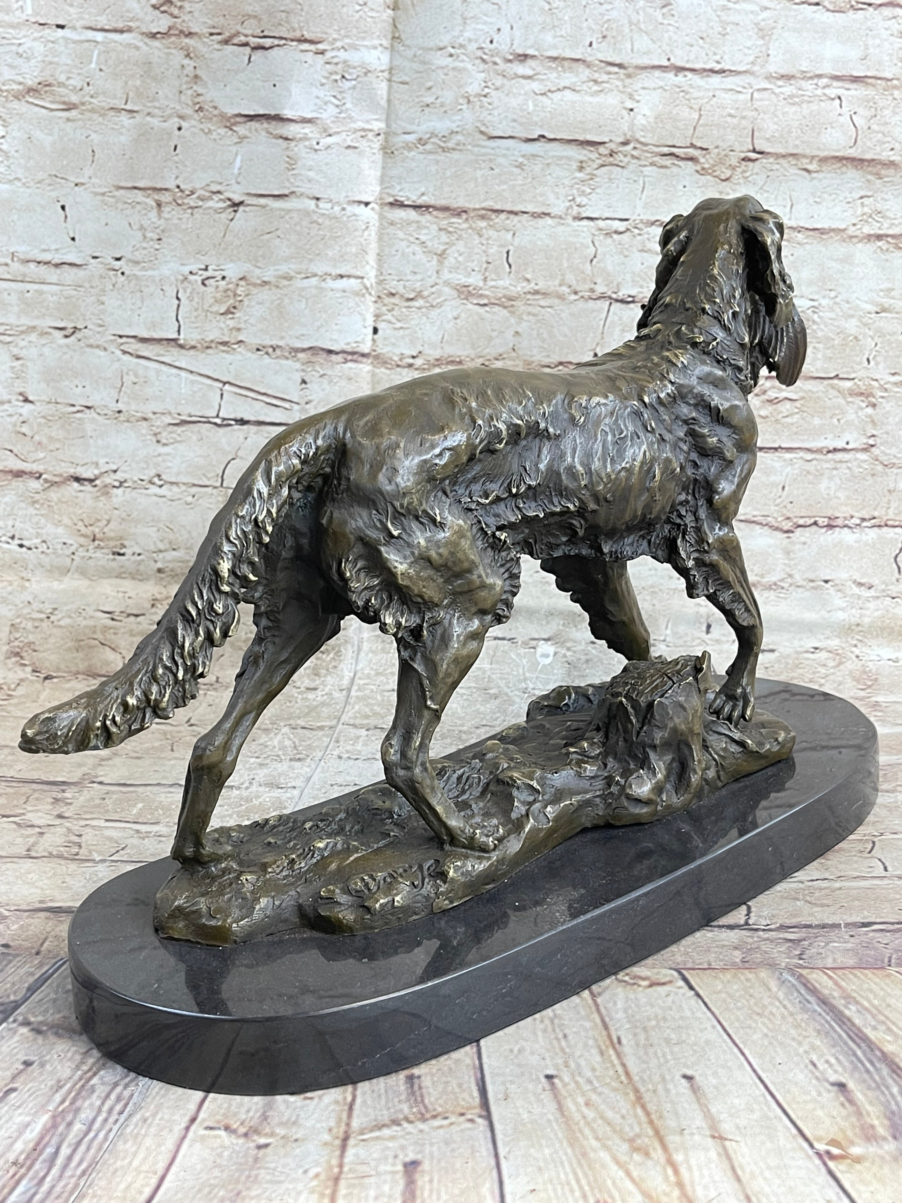Labrador Retriever with Bird Duck in Mouth Bronze Sculpture