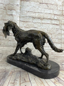 Labrador Retriever with Bird Duck in Mouth Bronze Sculpture