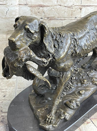 Labrador Retriever with Bird Duck in Mouth Bronze Sculpture