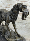 Labrador Retriever with Bird Duck in Mouth Bronze Sculpture