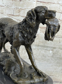 Labrador Retriever with Bird Duck in Mouth Bronze Sculpture