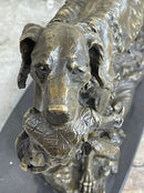 Labrador Retriever with Bird Duck in Mouth Bronze Sculpture