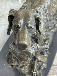 Labrador Retriever with Bird Duck in Mouth Bronze Sculpture