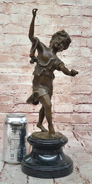 Bronze Dancing Girl Sculpture on Marble Base