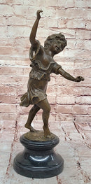 Bronze Dancing Girl Sculpture on Marble Base