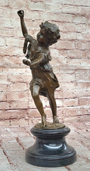 Bronze Dancing Girl Sculpture on Marble Base