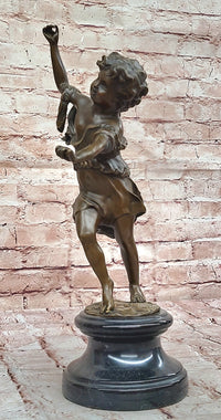 Bronze Dancing Girl Sculpture on Marble Base