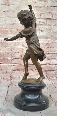 Bronze Dancing Girl Sculpture on Marble Base