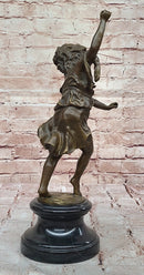 Bronze Dancing Girl Sculpture on Marble Base