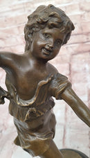Bronze Dancing Girl Sculpture on Marble Base