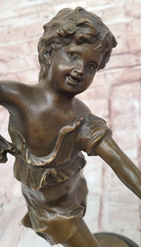 Bronze Dancing Girl Sculpture on Marble Base