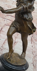 Bronze Dancing Girl Sculpture on Marble Base