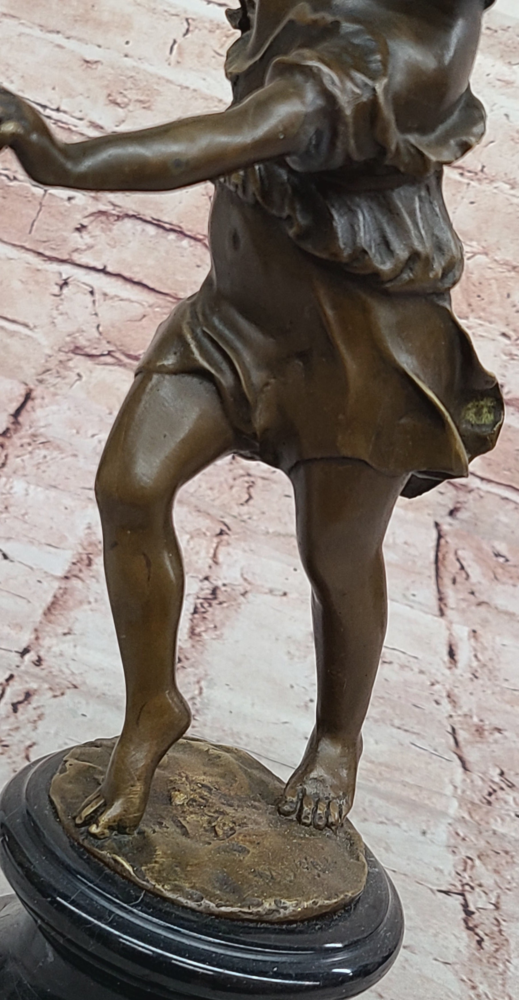 Bronze Dancing Girl Sculpture on Marble Base
