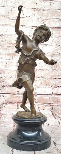 Bronze Dancing Girl Sculpture on Marble Base