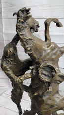Cowboy Bucked off Rearing Horse Bronze Sculpture Marble Base
