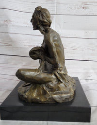 Native American Indian Shaman Medicine Man Playing Tom Tom - Bronze